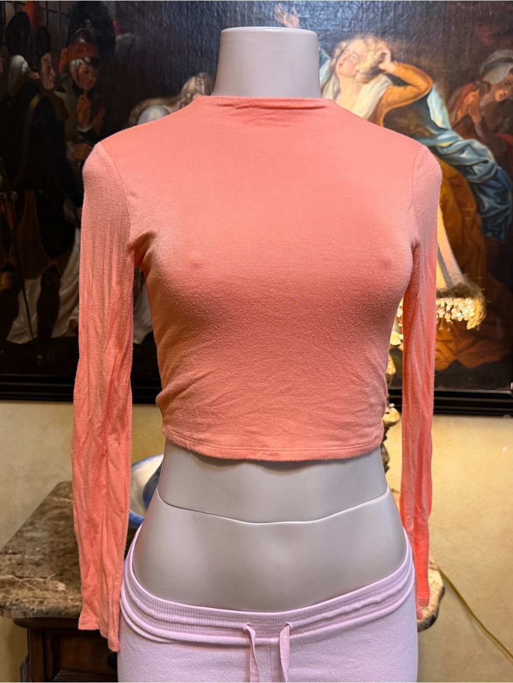 a'gaci Coral Long-Sleeve Cropped Tee
